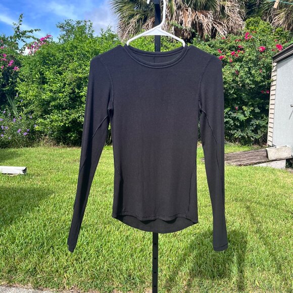 Lululemon Hold Tight Ribbed Long Sleeve Shirt in Black Size 0 - Picture 1 of 7